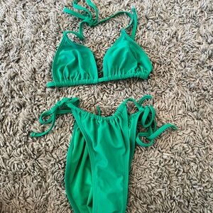 Wild Fable Green Bikini Set High-Cut Triangle Style